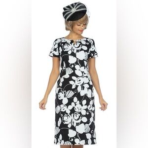 Giovanna Signature Dress Back And White Floral Size 12 Luxury Chic Preppy